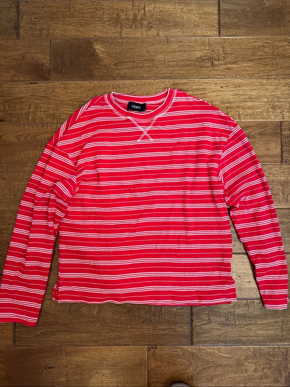 Cider Bright Red & White Striped Crewneck Top